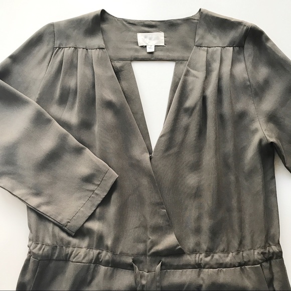 Khaki 3/4 Sleeve Culotte Jumpsuit - Picture 3 of 8