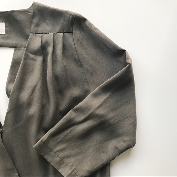 Khaki 3/4 Sleeve Culotte Jumpsuit - Picture 4 of 8