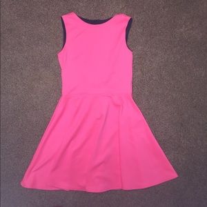 HOT PINK OPEN BACK SKATER DRESS