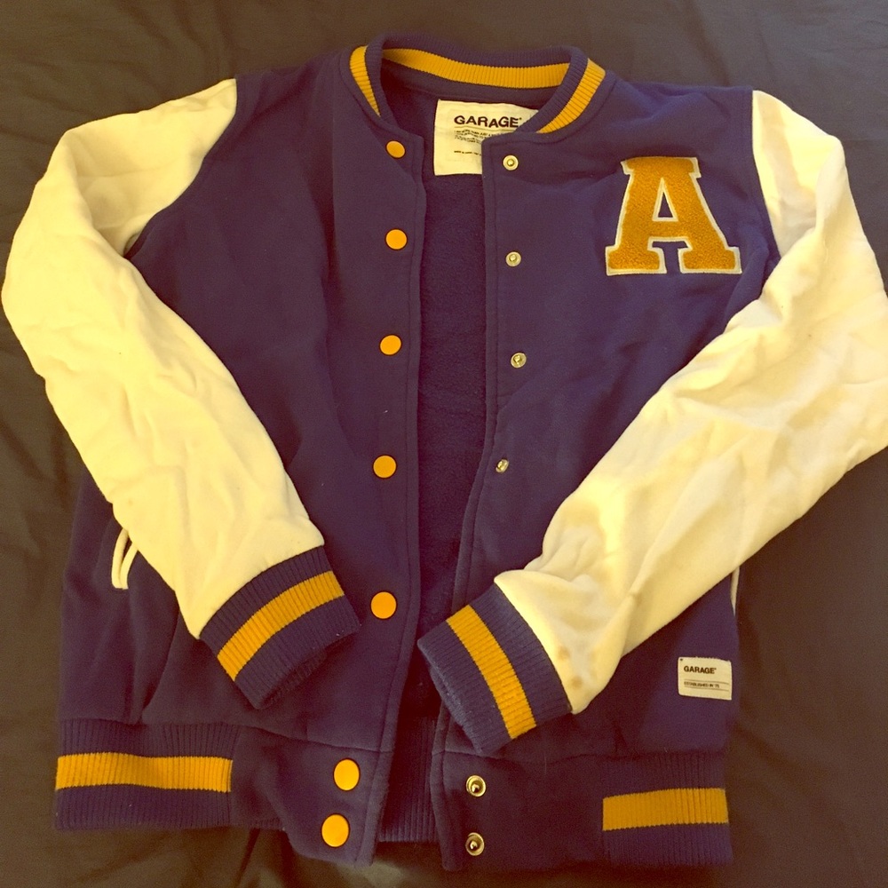 GARAGE blue&white baseball jacket