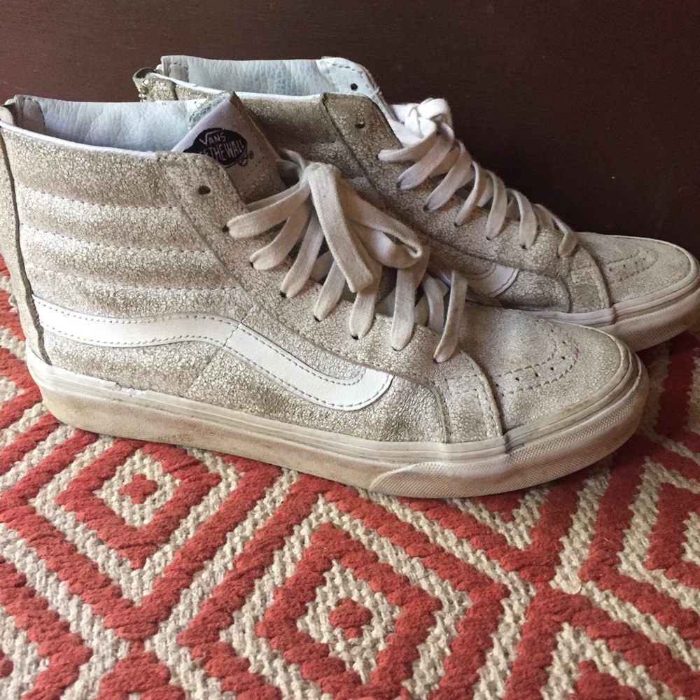 Vans High Tops - Faded White Leather- Size 6