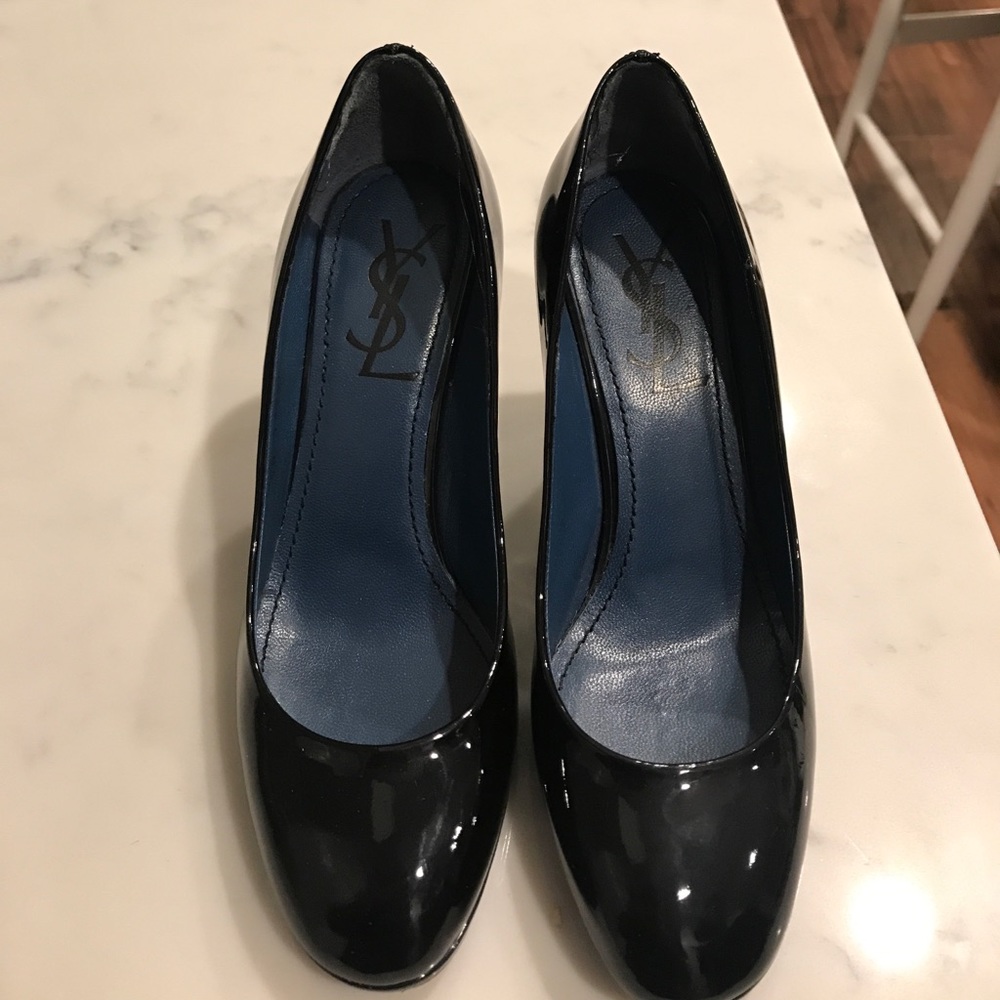 Authentic YSL black patent leather pumps