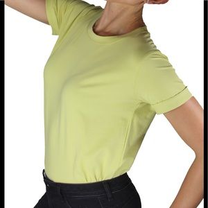Folded sleeve round neck T shirt