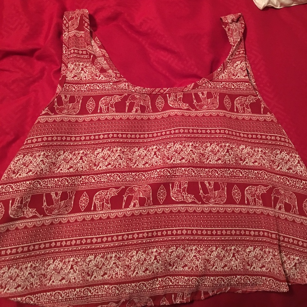 Red and white elephant crop top