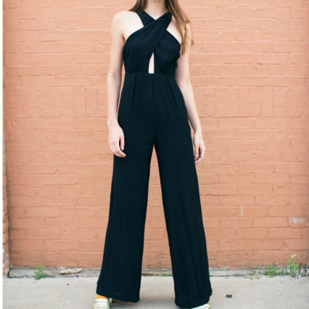 Mara Hoffman black cross front jumpsuit