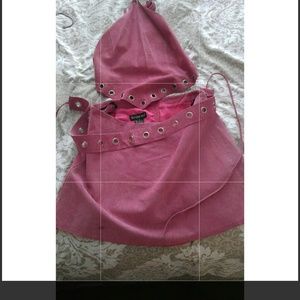 Vintage leather BEBE crop top, skirt and belt