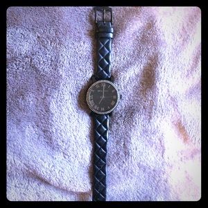 Black, leather band, MK watch!