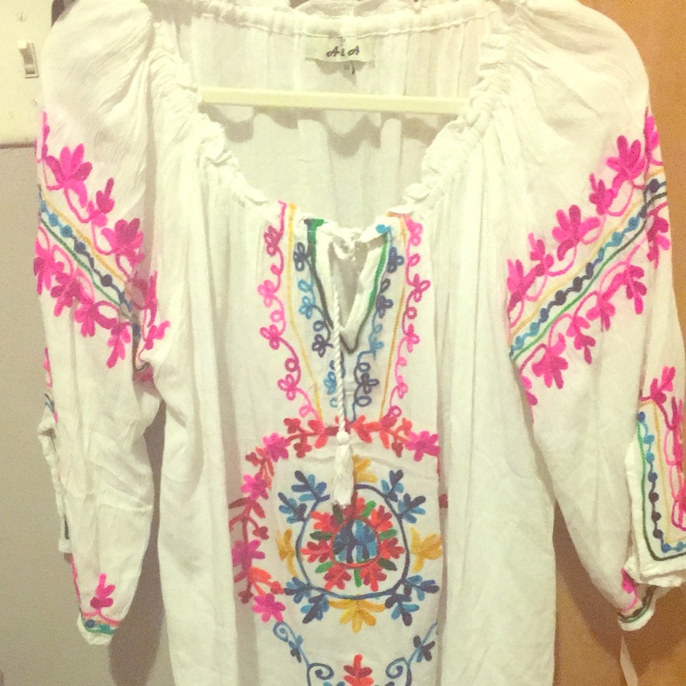Plus Size Fiesta Embroidered Shirt
