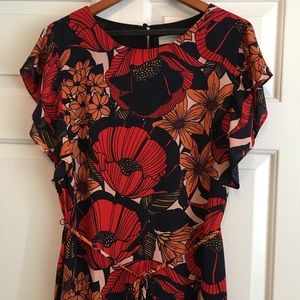 Floral Print Flutter Sleeve Dress