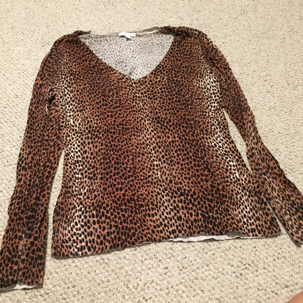 3/$18 SALE Cheetah long sleeve knit top vneck