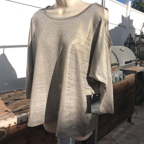 Cold Shoulder Metallic Blouse XS - Picture 2 of 4