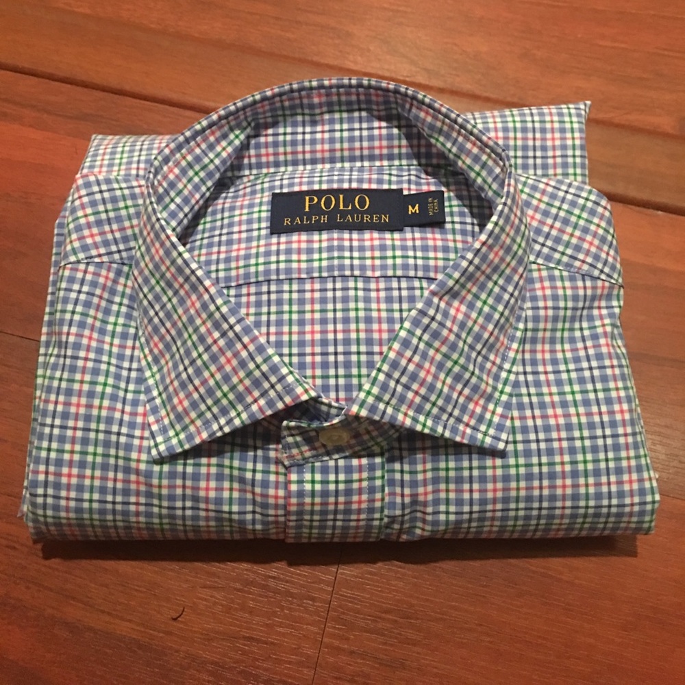 Men's multicolored polo button up dress shirt