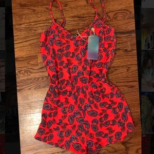 Red Paisley Romper