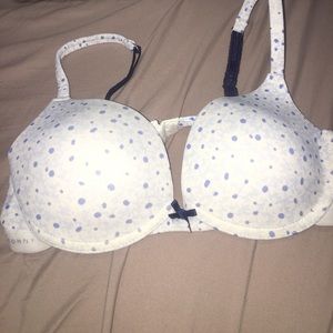 Blue and white bra