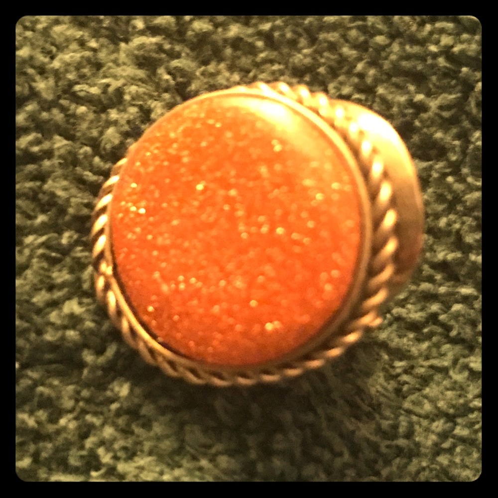 Orange semi precious stone ring nwot