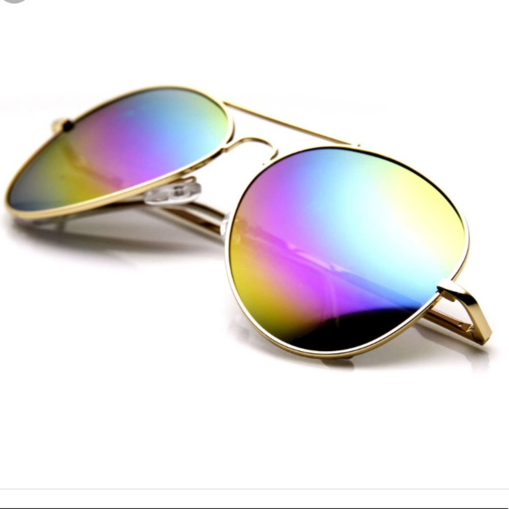 Rainbow Colored Aviators Sunglasses