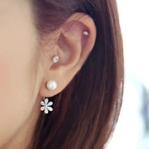 Sterling silver teardrop Pearl flower