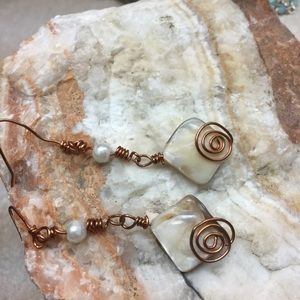 Copper and shell earrings