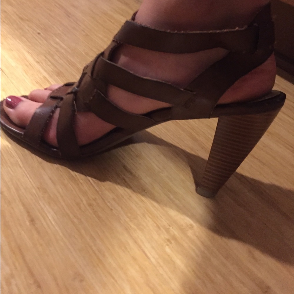 Brown strappy heels