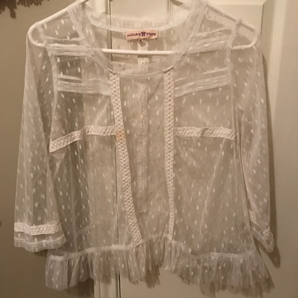 Sheer white lace top