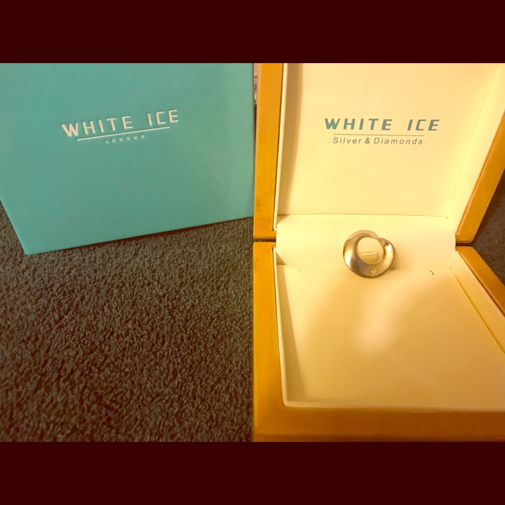 White gold and diamond circle charm. NIB