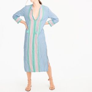J. Crew Linen Caftan in Vintage Stripe