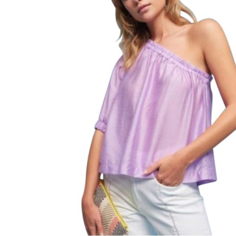 Anthropologie One Shoulder Lilac Top