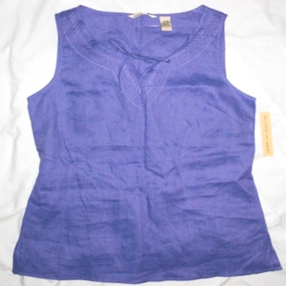 Ecologie Purple Linen Top with Stitching Sz MEDIUM