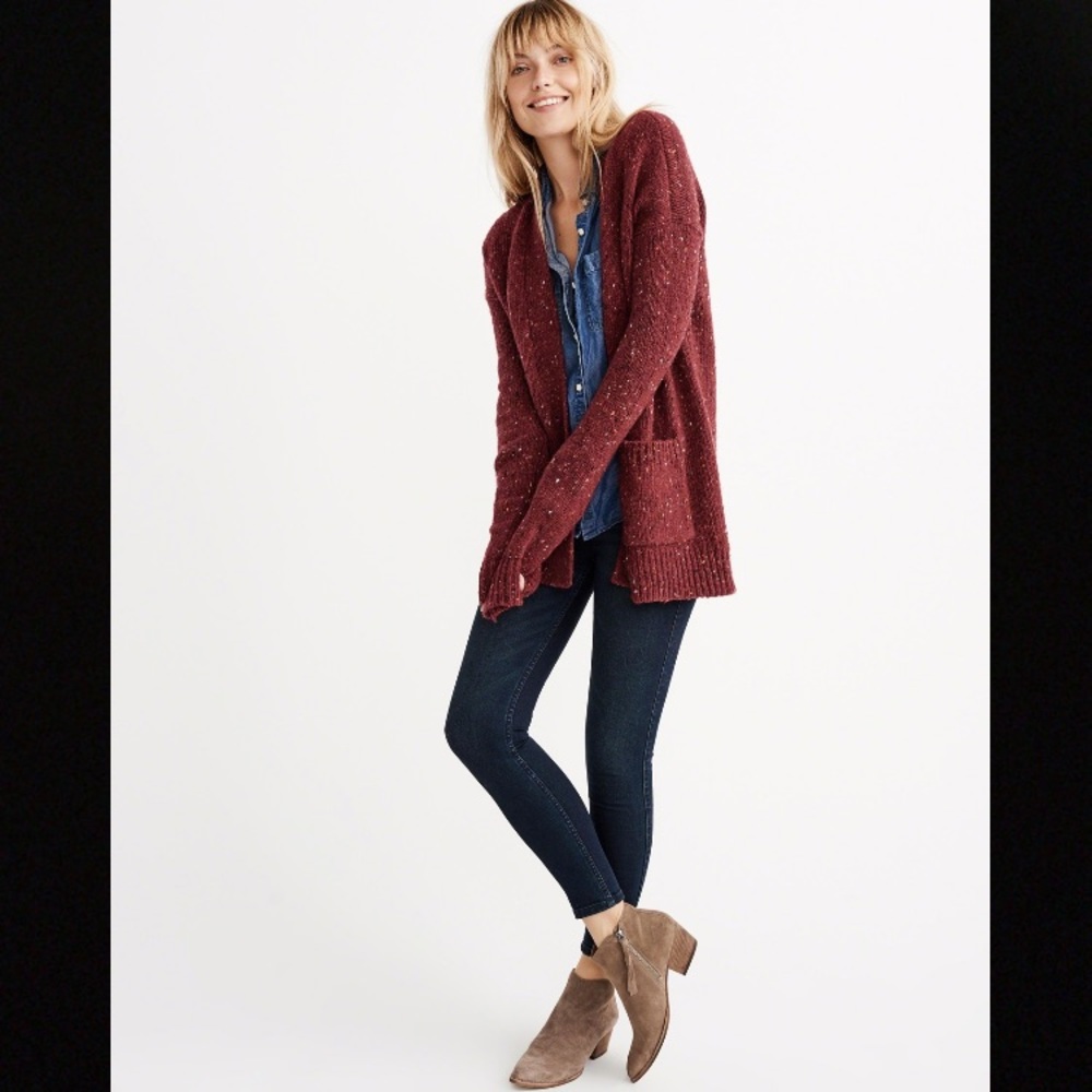 Abercrombie Nep Yarn Burgundy Cardigan