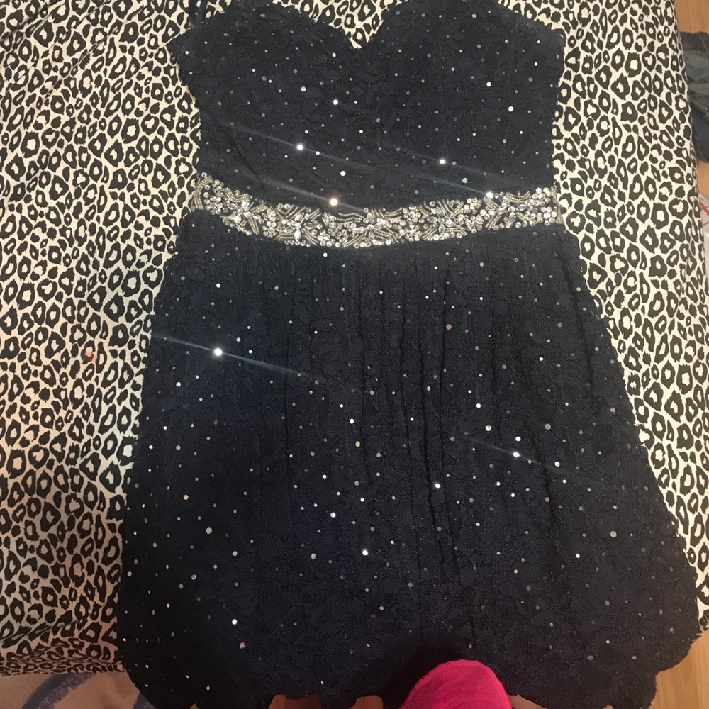 Blue Lace Homecoming Dress