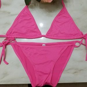 Hot pink string bikini