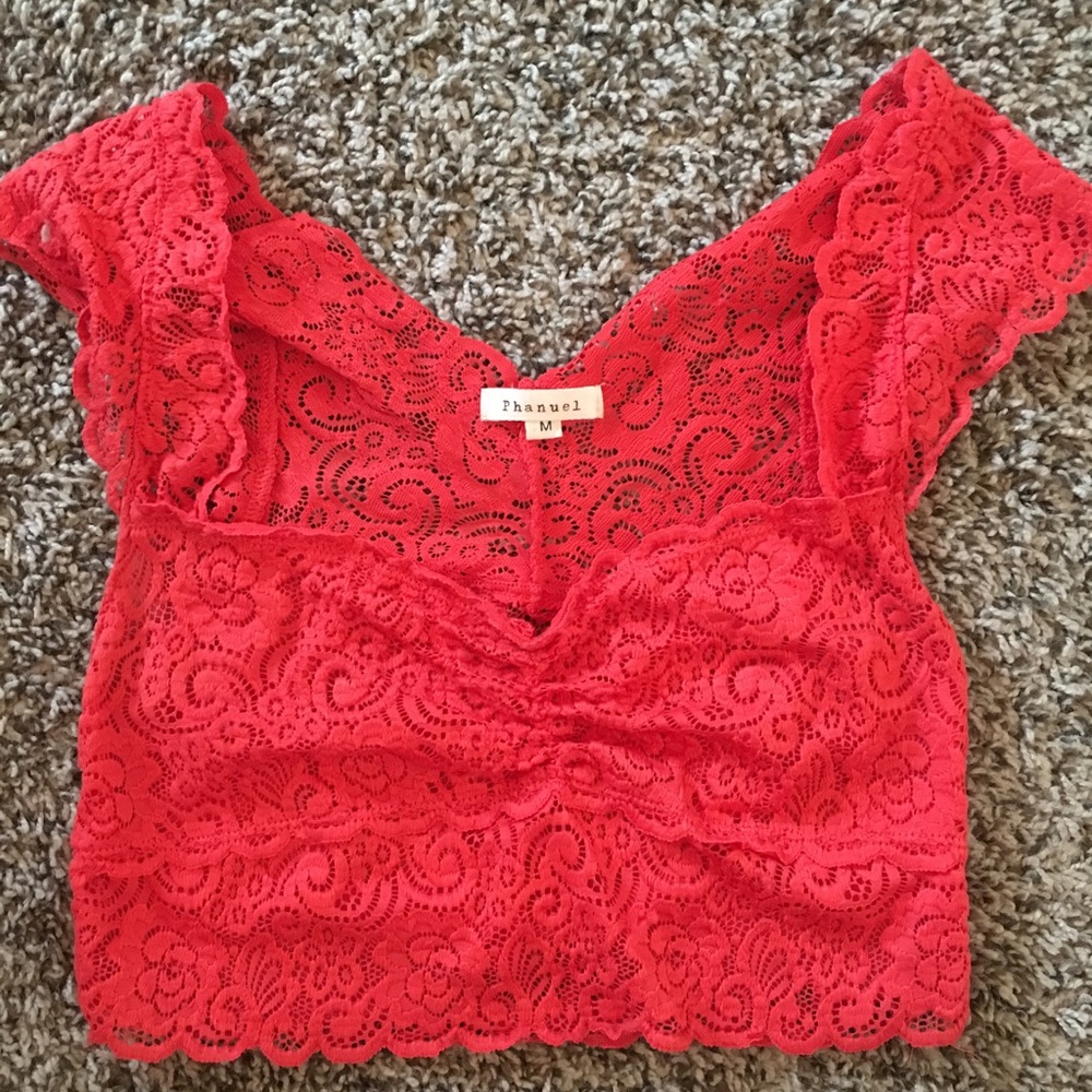 Lace Orange/Coral Croptop