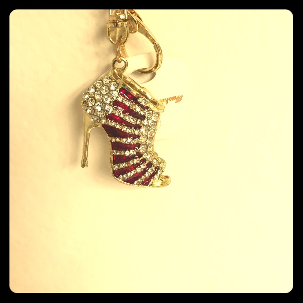 Gold and crystal high heel key chain