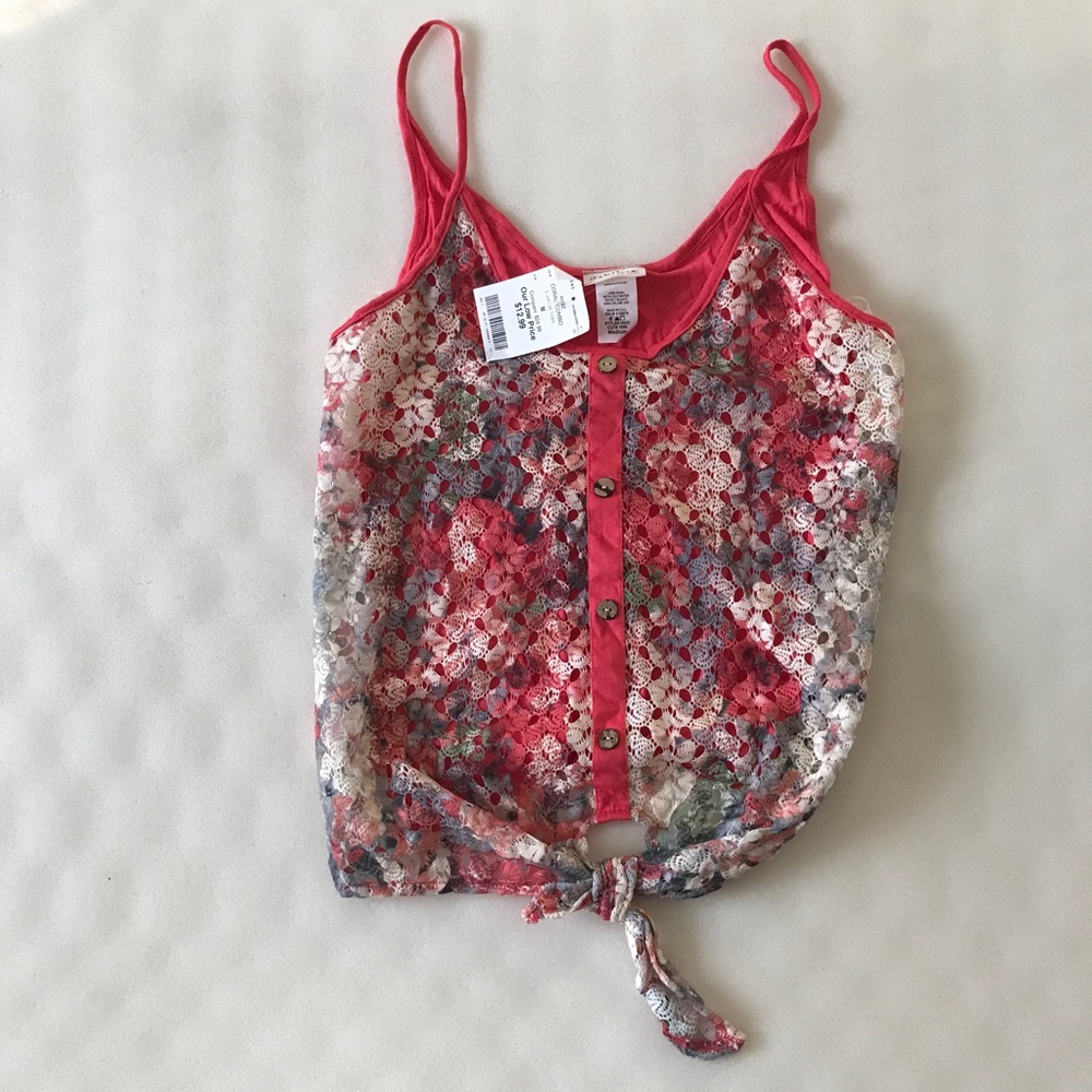 Cute Floral Print Lace Tie Tank Top Camisole