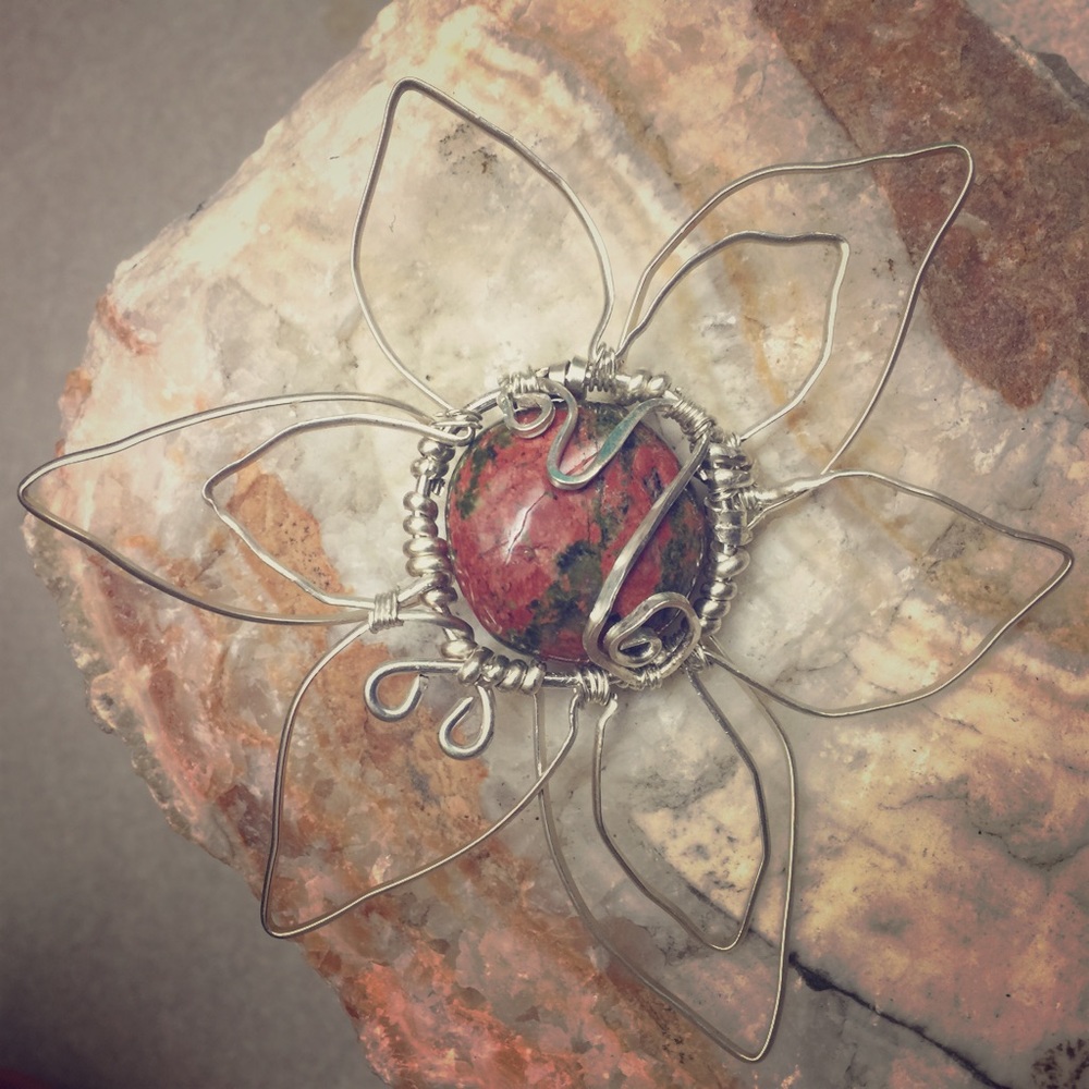 Unikite gemstone pendant