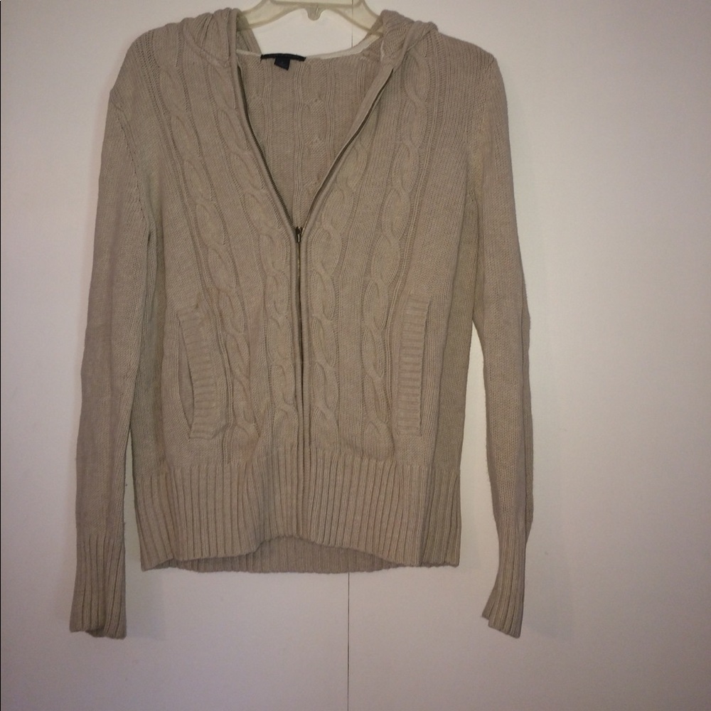 Tommy Hilfiger cable knit sweater zip-up hoodie