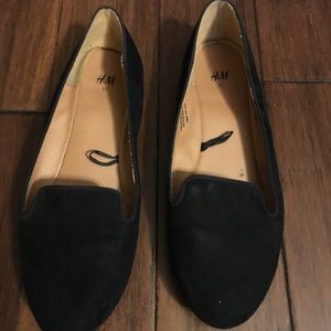 Black suede loafers