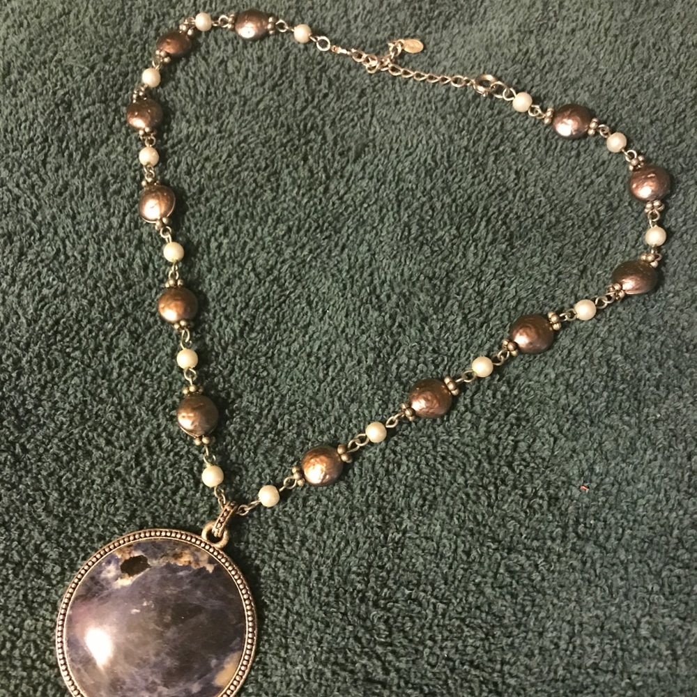 Lapis and perl necklace