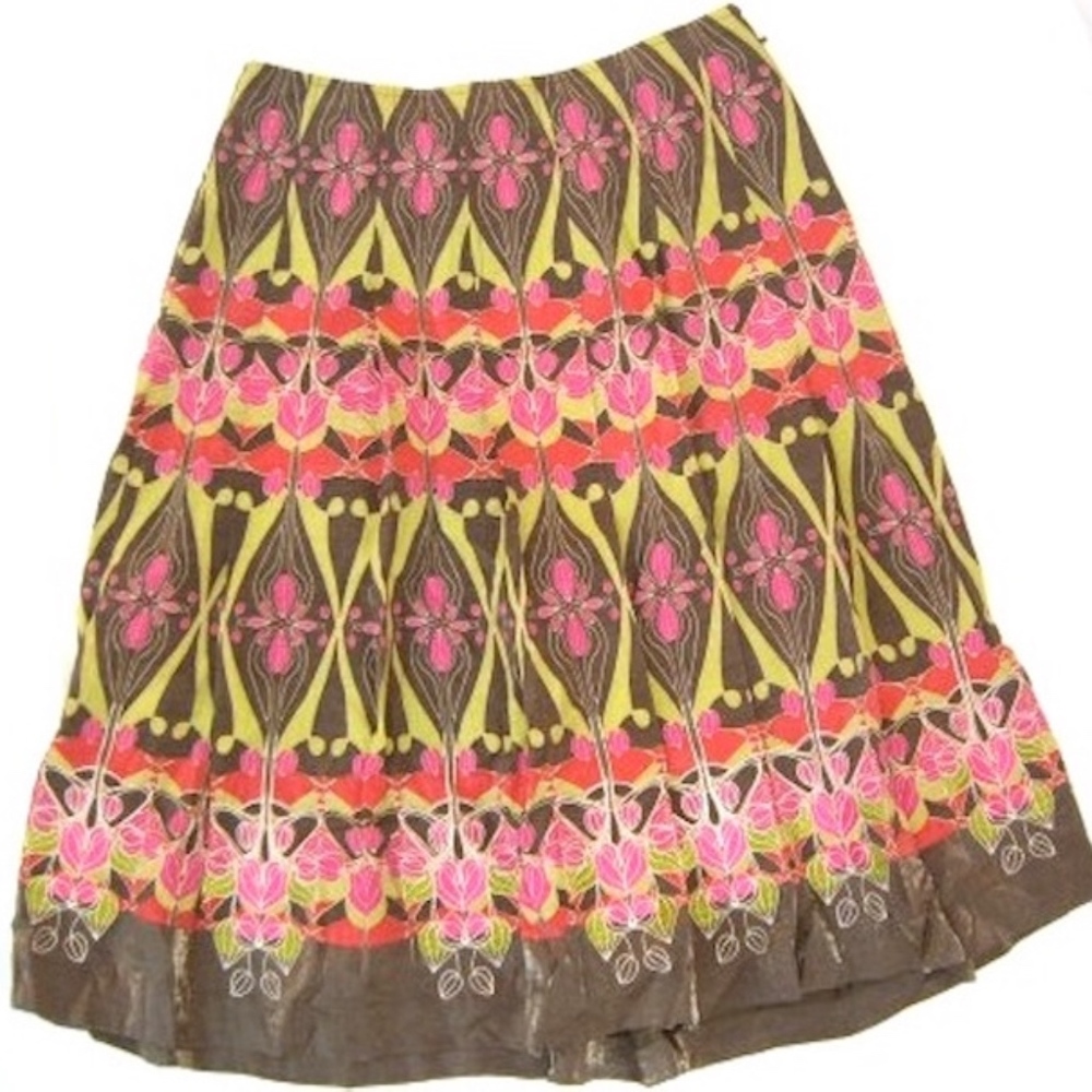 Sharon Young Brown/Fuschia Print Skirt Size 4