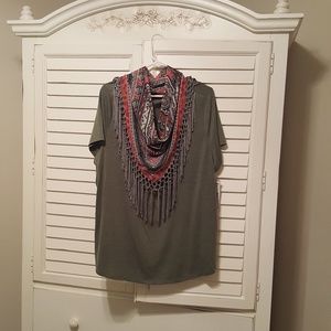 NWT Style & co boho Shirt and scarf set