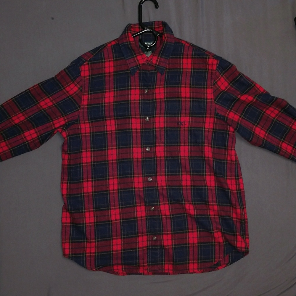 LAUREN RALPH Red Flannel Button up