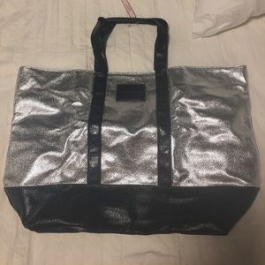 Metallic silver tote bag