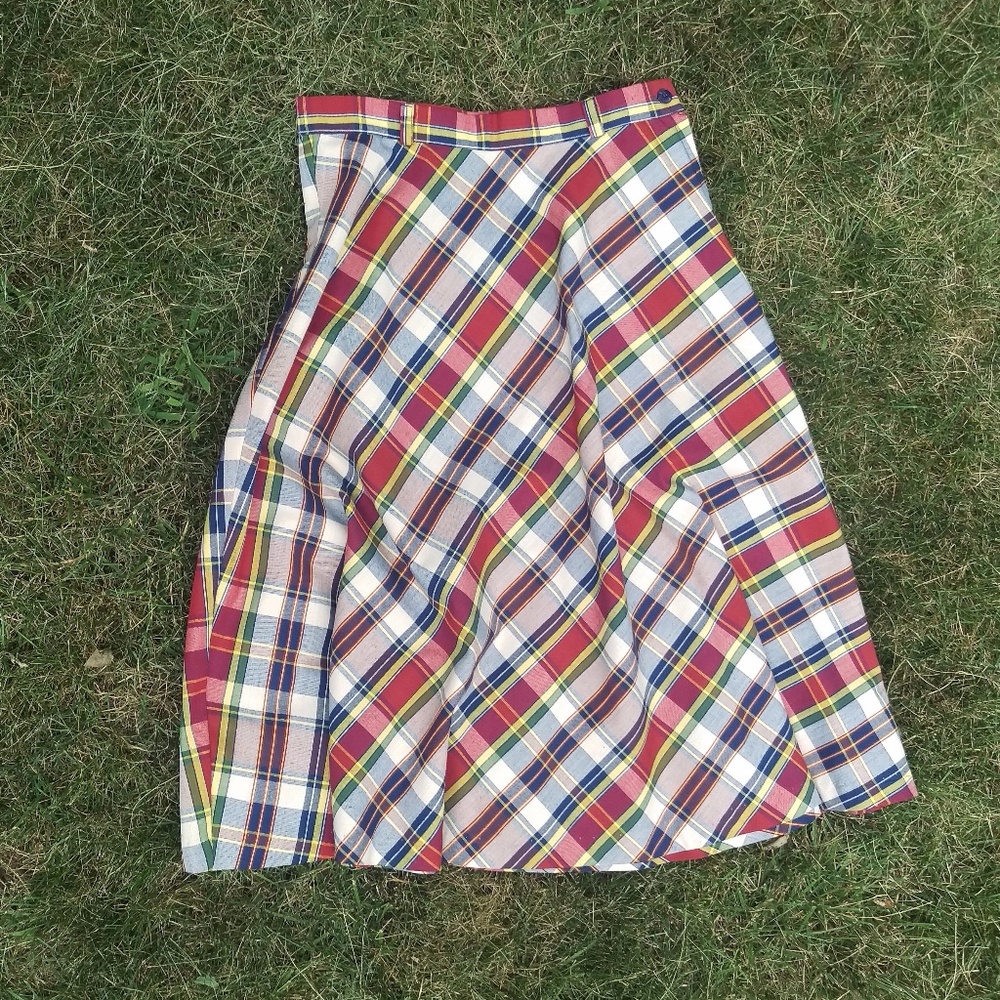 1970's Vintage Plaid Midi Skirt