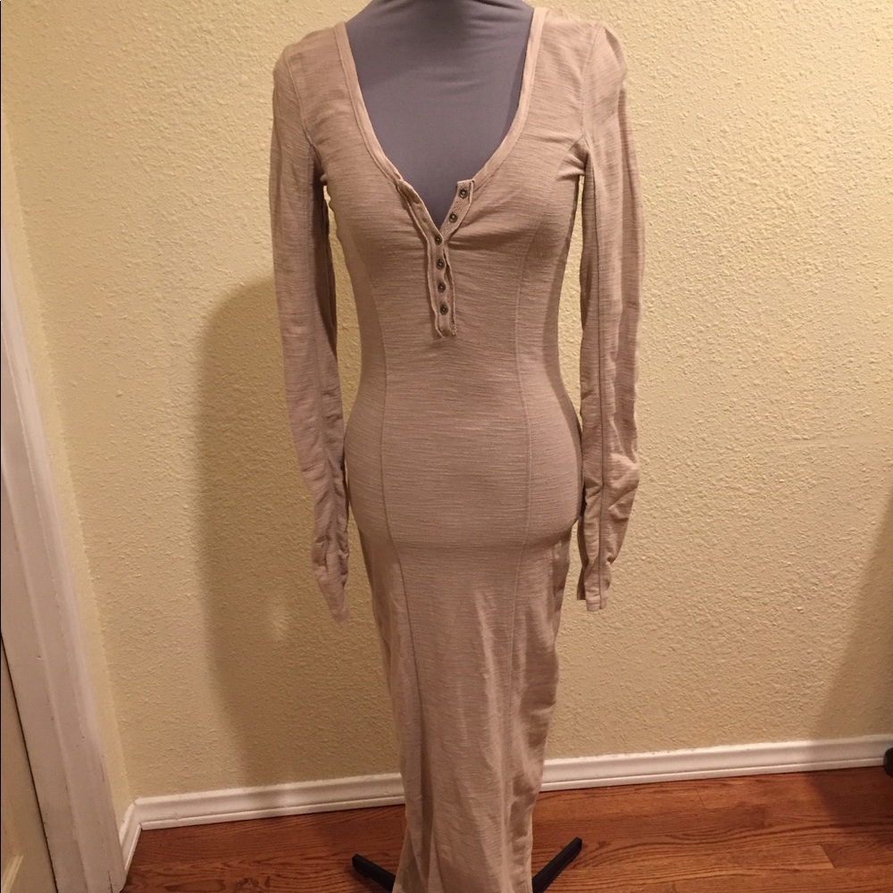 Free People Distressed Body Con Maxi Dress