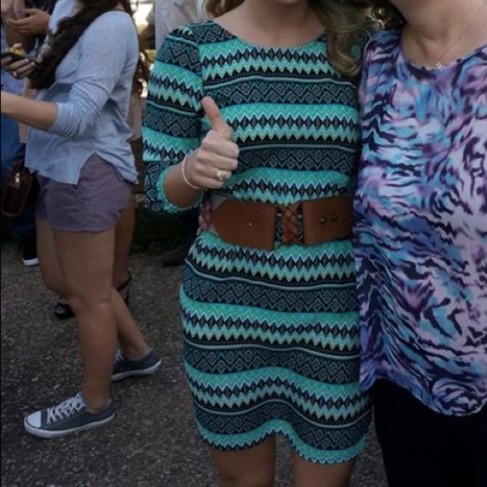 Teal Aztec mini dress