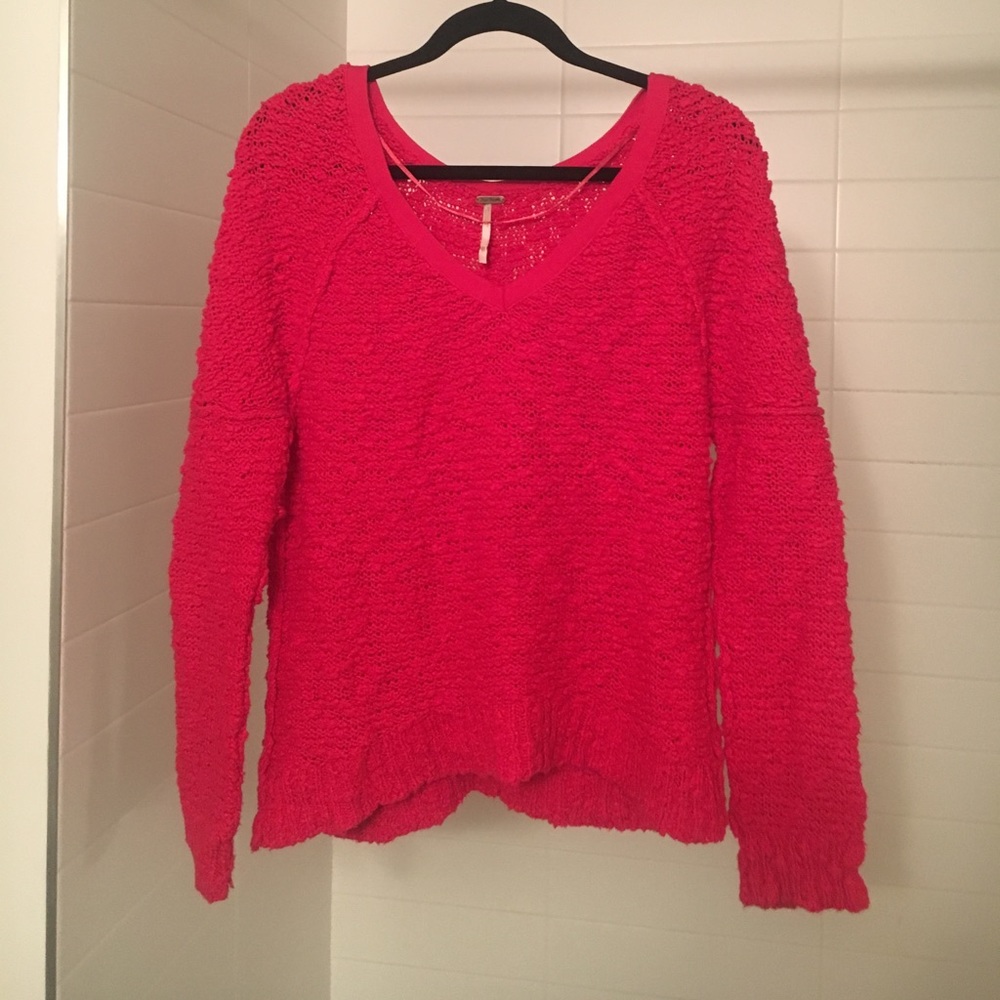 Hot Pink Free People Knit Sweater