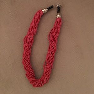 Bright coral color beaded necklace