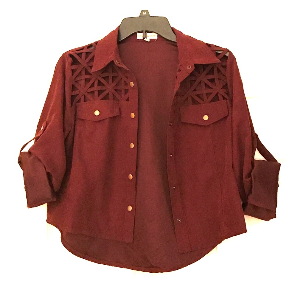 Maroon suede cropped jacket