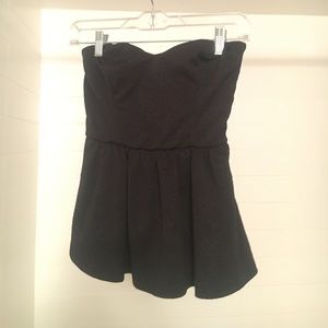 Black Strapless Pins and Needles Peplum Top