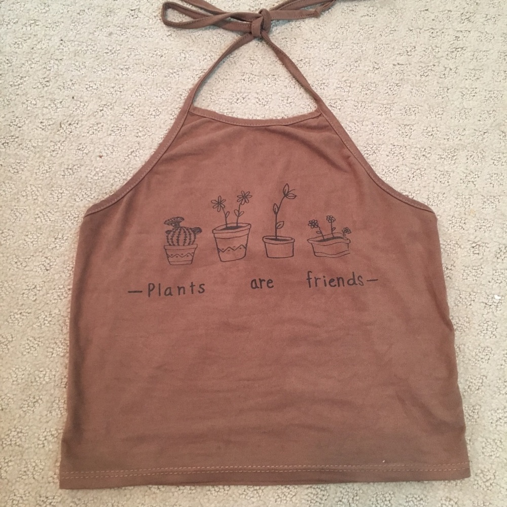 Plants Are Friends Tie Halter Top